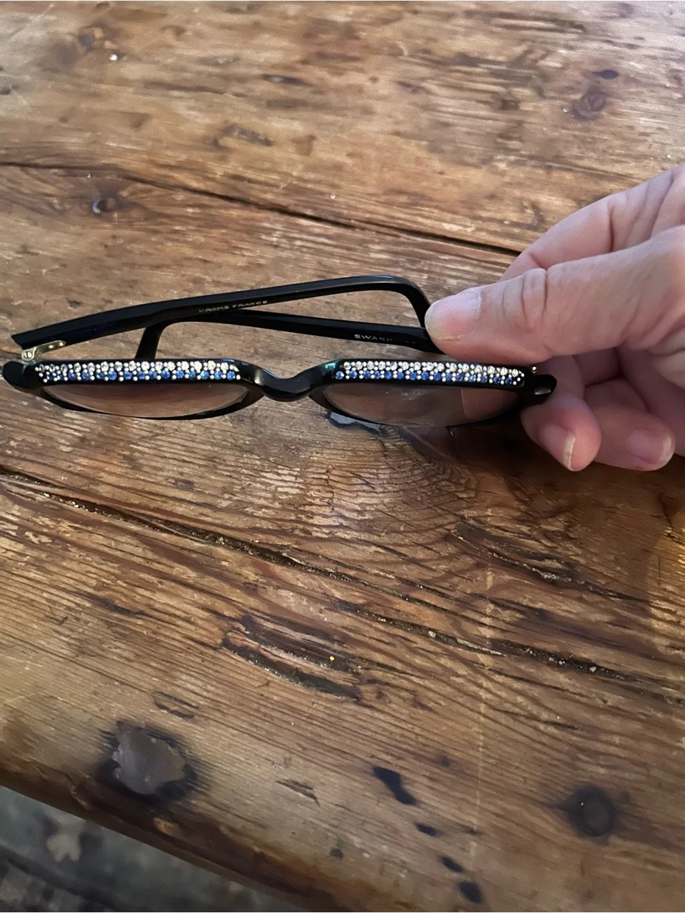 SWANK Black Glasses with Crystal Brow Accent